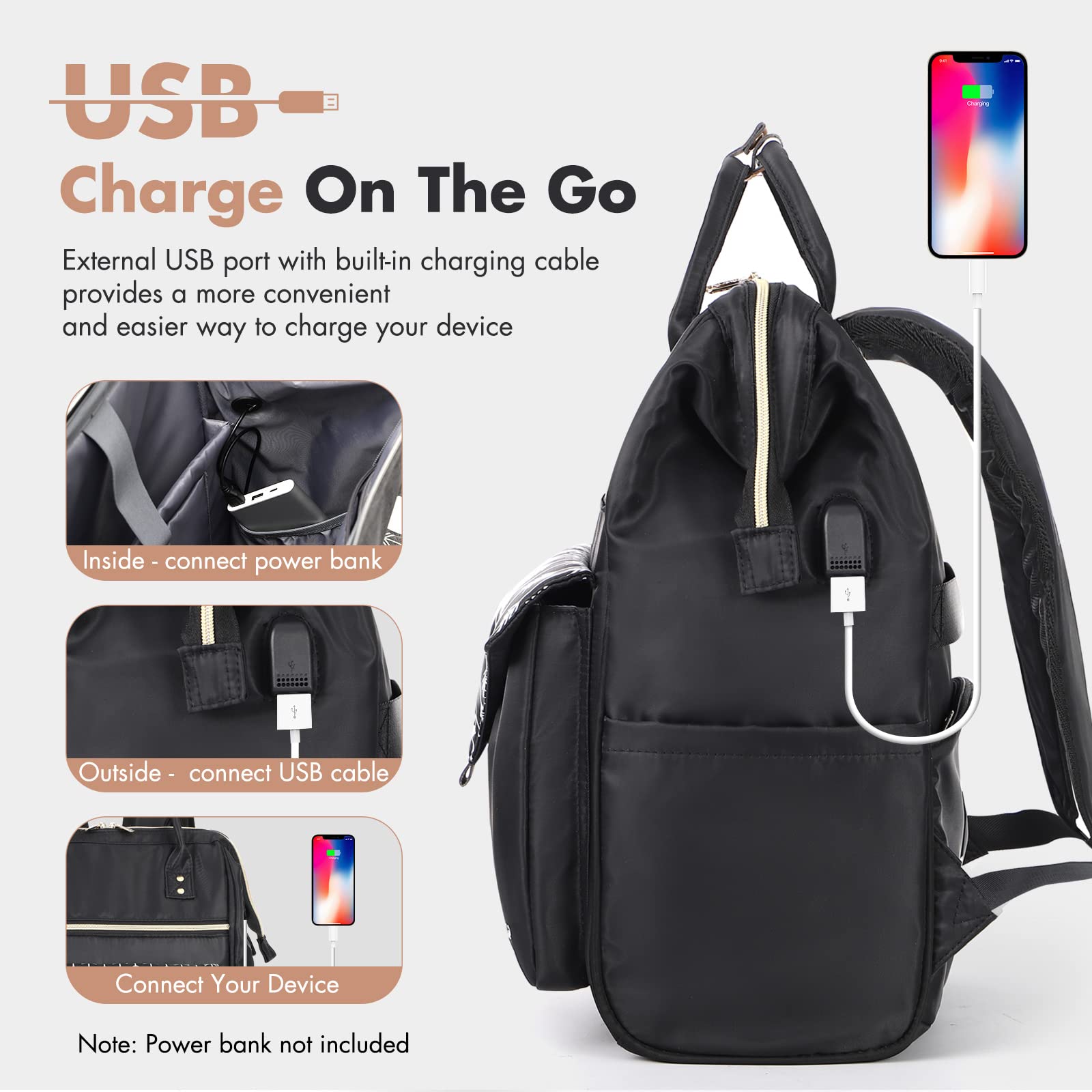 Lekesky Laptop Rucksack Bag for Women 15.6 Inch Computer Backpack School Bag for Travel Business College Women Men- Dark Grey