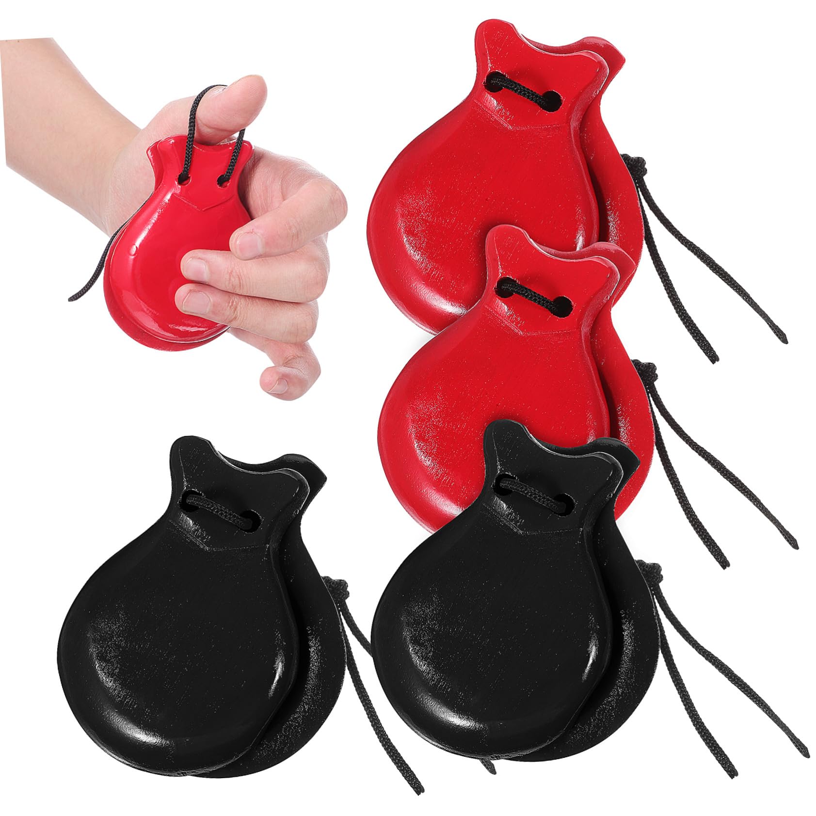 Mikinona Nacchere Di Legno Per Bambini, Giocattolo Musicale a Percussione Suono Nitido, Set 2 Paia in Legno Robusto Per Attività Educative e Sviluppo Musicale Infantile