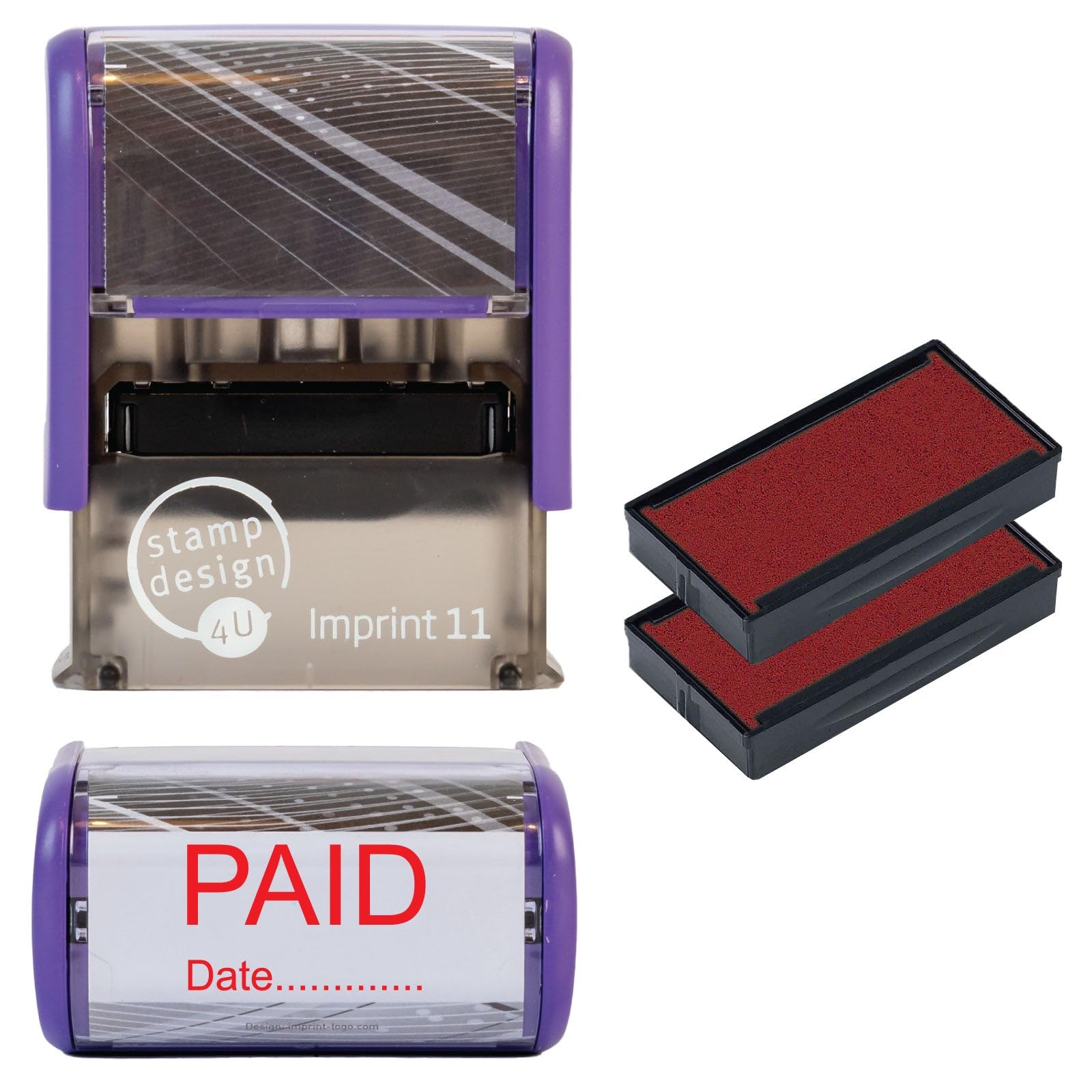 Paid with Date Rubber Stamp Self Inking- SD4U Imprint 11 38 x 14mm - Capital Bold Lettering to Ink Your Documents
