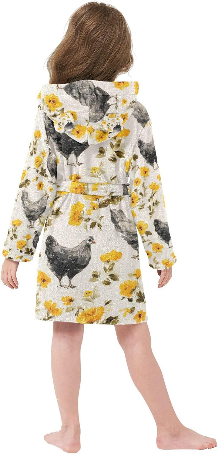 Bathrobe Hooded PJ Robe Soft Fleece Robe Pajama Sleepwears 2-12 Years
