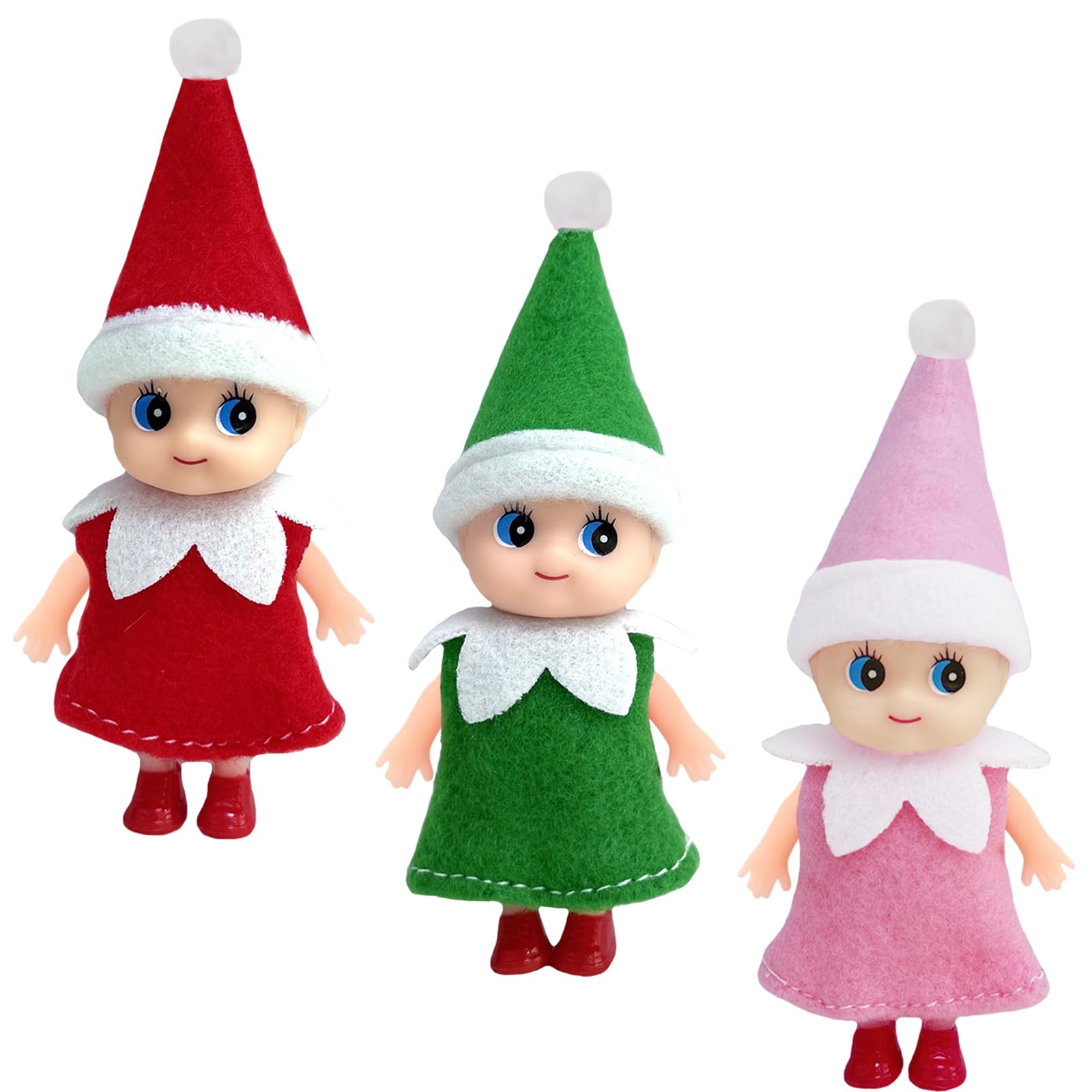 3pcs Mini Baby Elves Christmas Elf Baby Dolls for Girls Boys,Cute Little Elfs Twins Tiny Christmas Dolls Elf Accessories,Girl Elf Small Elf Baby Doll Elf Novelty Gift for Kids Xmas Stocking Stuffers