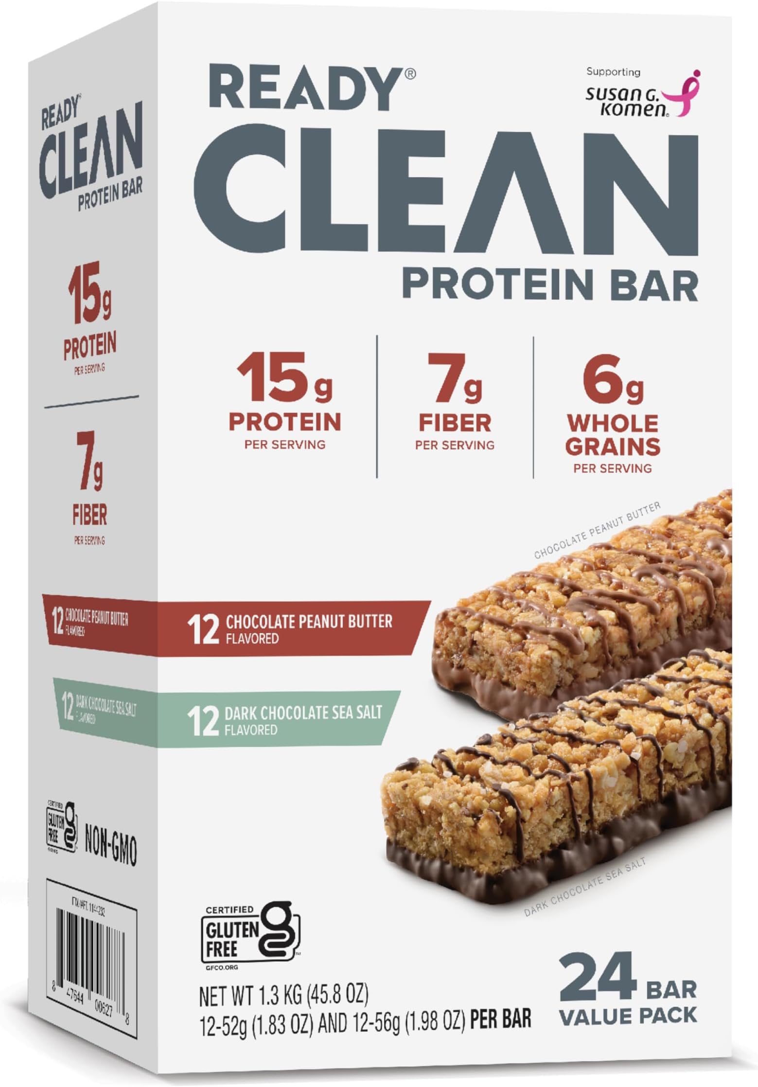 Protein Bars - High-Protein Snack with 15g Whey Protein, With Flaxseeds and Omega-3s for Sustained Energy, Supports Lean Muscle and Recovery - 24CT Variety Pack, 12 Dark Chocolate Sea Salt & 12 Chocolate Peanut Butter