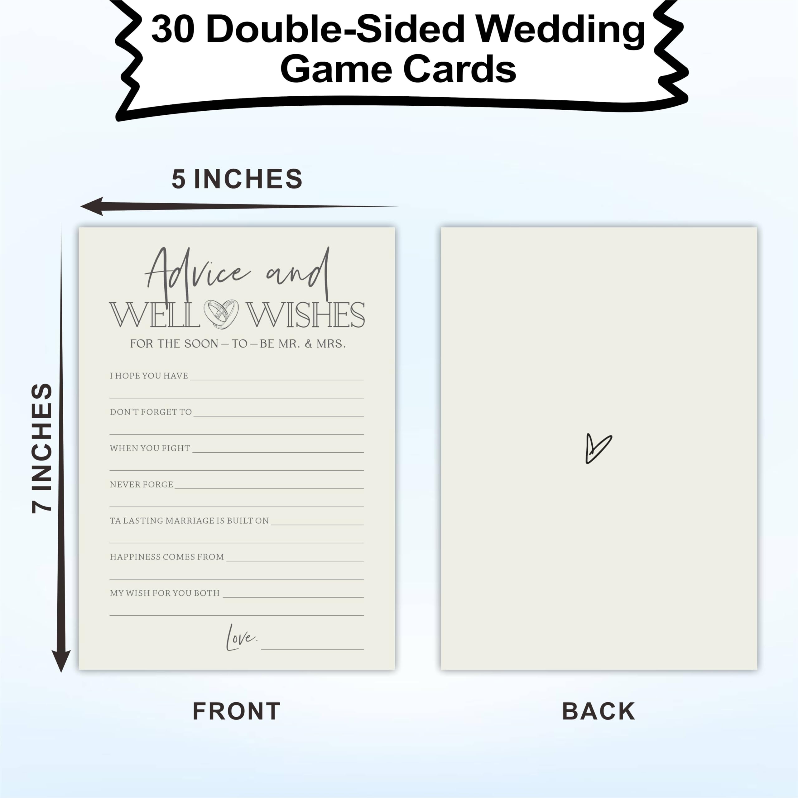 NYCTUG The Wedding Shoe Game Cards - 30 Pcs Ivory Cards For Bridal Showers & Parties (5x7 Inches)
