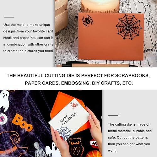 Miniatura 8 de EXCEART Plantilla de corte de tela de araña 1 molde de plantilla de corte de acero al carbono para Halloween