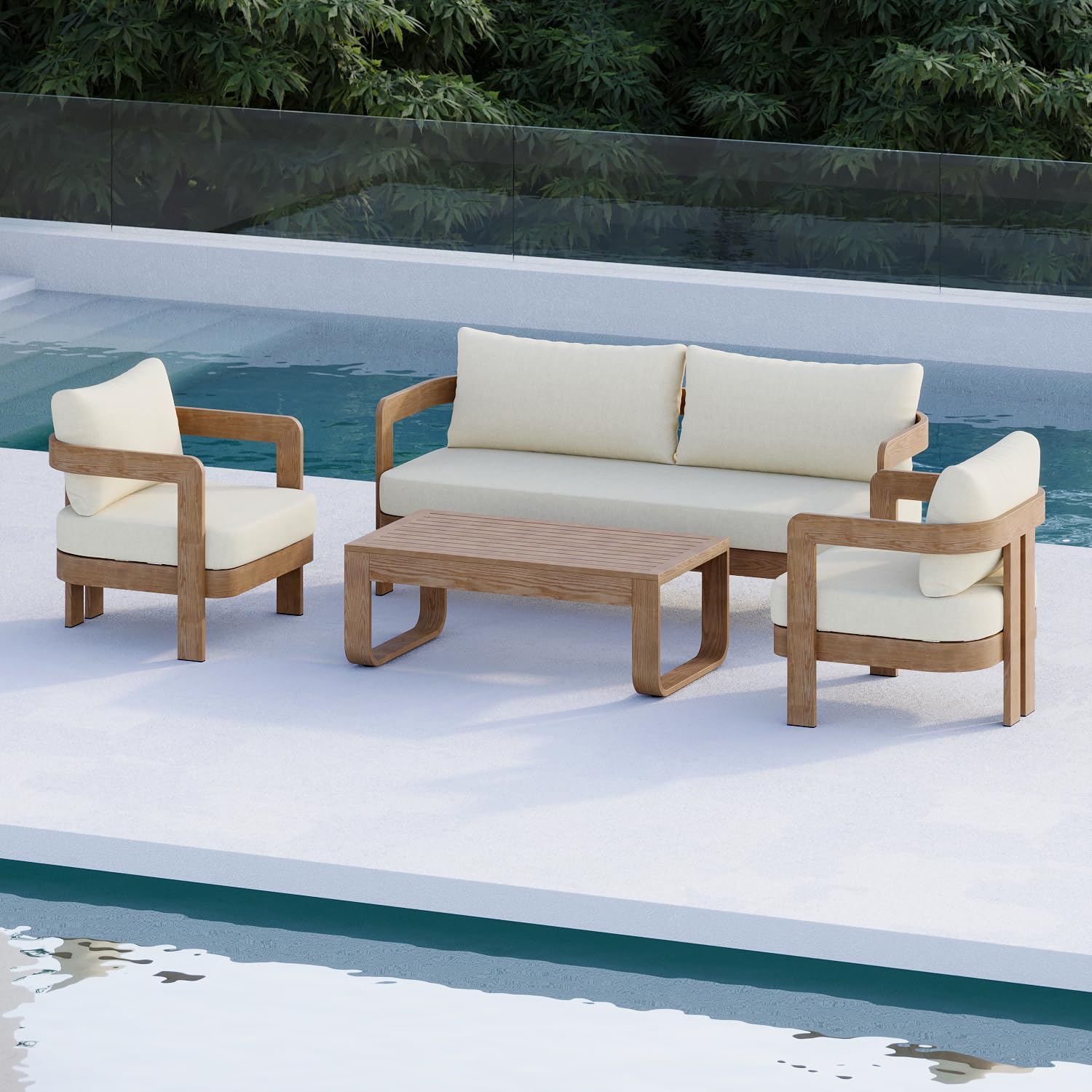 4 Piece Patio Furniture Set Aluminum Outdoor Conversation Sofa Set with Water Resistant Thick Cushions Outdoor Lounge Furniture for Patio, Balcony, Deck, Poolside