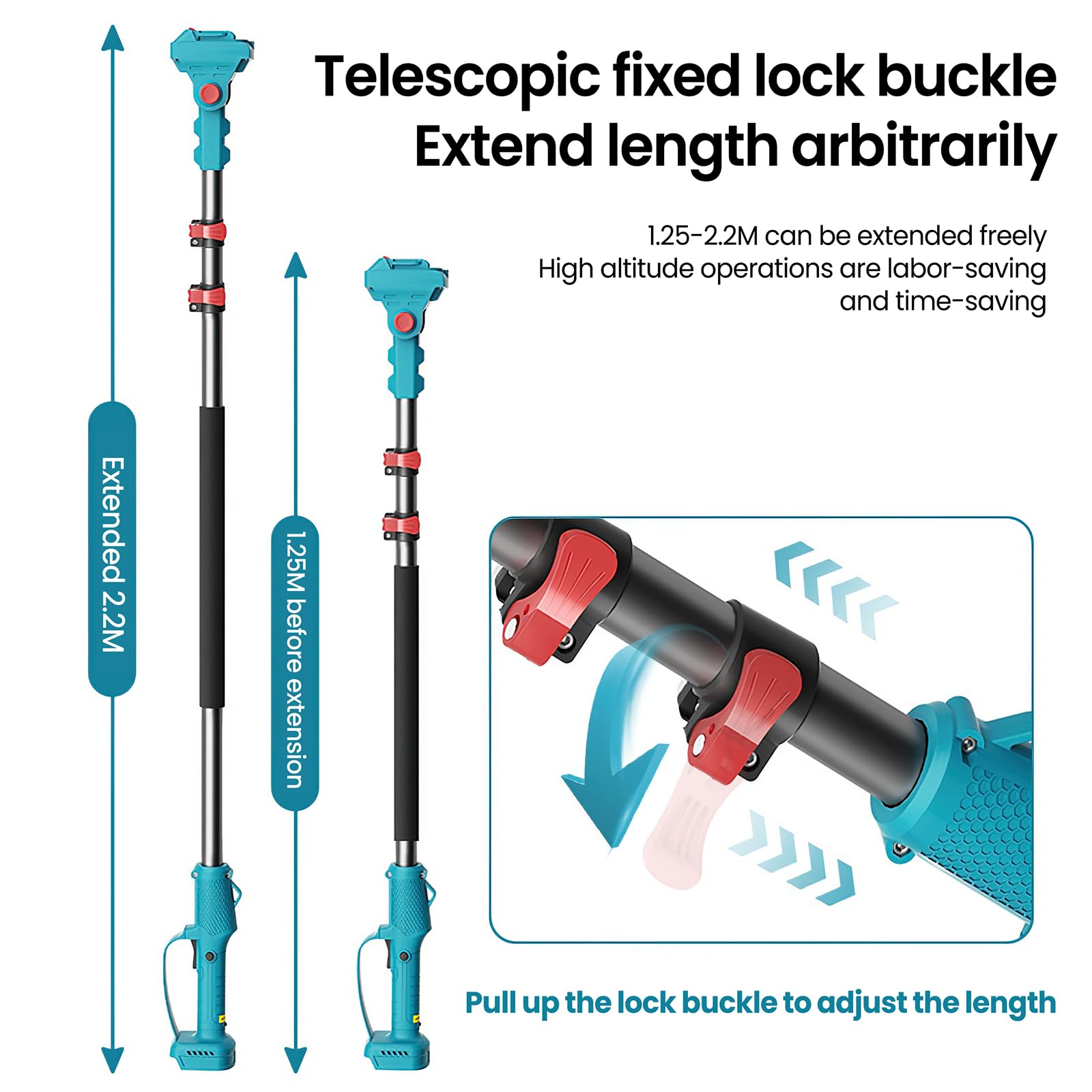 Tijeras De Podar Eléctricas,Motosierra Telescopica 6 Pulgadas,4 En 1 Kit De Herramientas Con 2 * 7500 Mah Baterías,Adecuado Para Podar Ramas,600W (A(2 baterías))