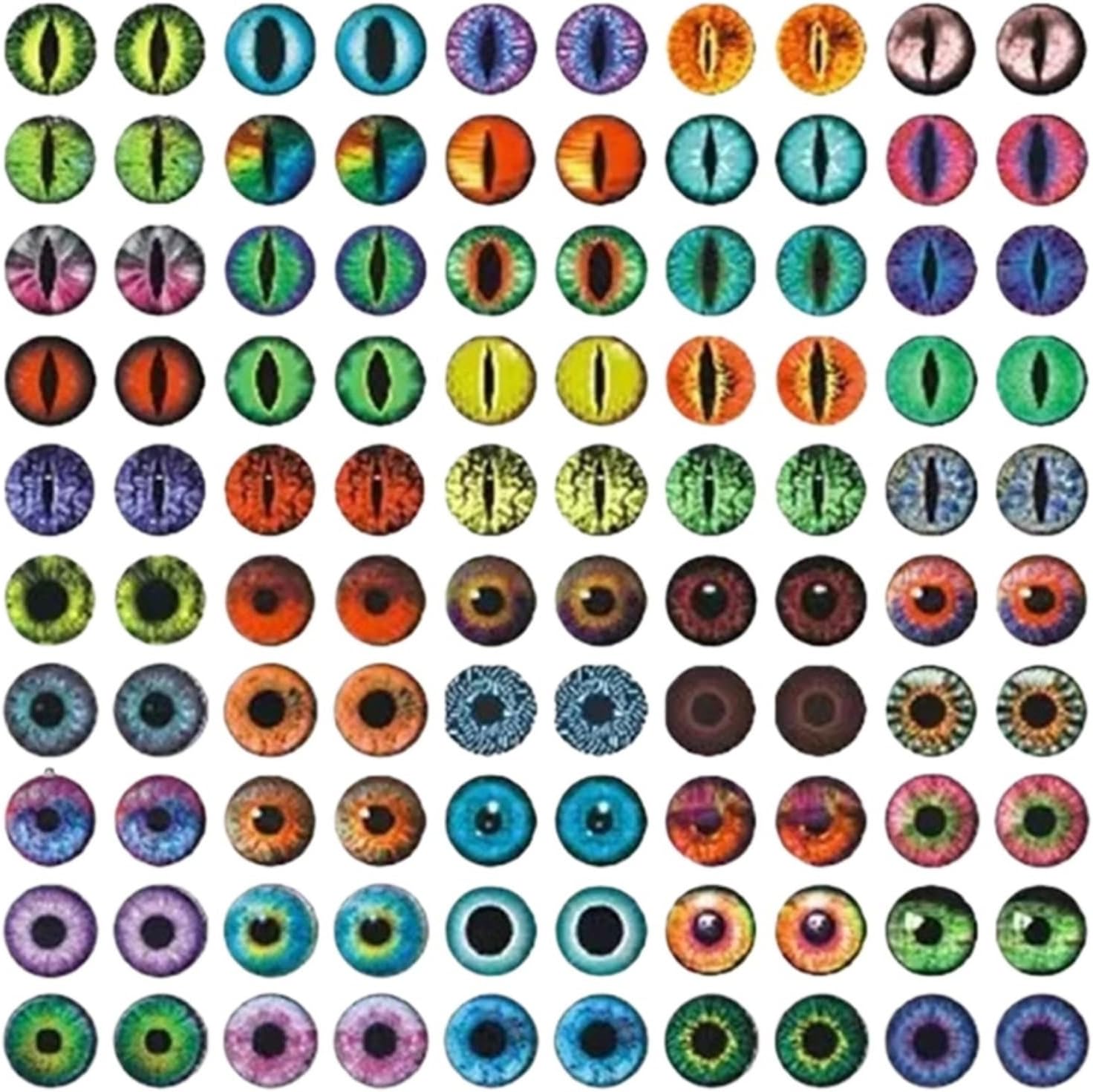 100PCS Glitter Cat Eye Glass Cabochons 6-12mm for DIY Doll Accessories