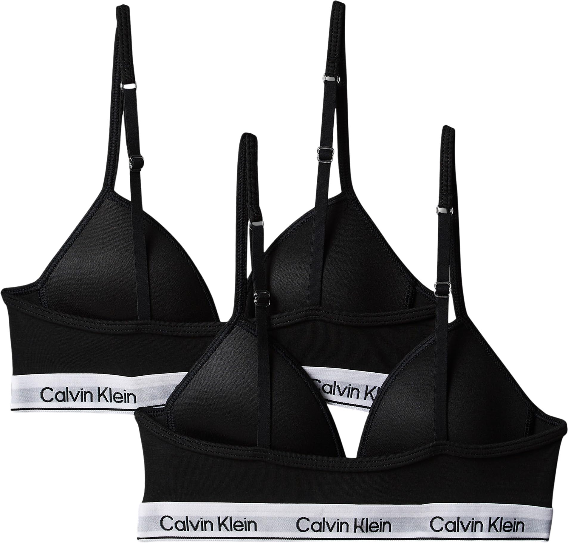 Calvin Klein Girls 2 Pack Modern Cotton Triangle Bra, Multi, Size Age: 10-12 Years