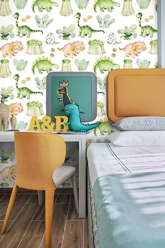 Miniatura 6 de Papel tapiz autoadhesivo de dinosaurio para niños, papel adhesivo extraíble para casillero y cajón, decoración de pared de brontosaurio,
