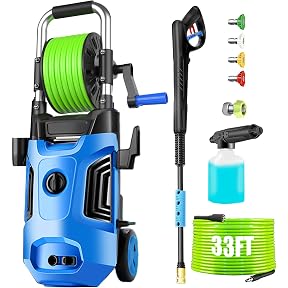 Pressure Washer 5000PSI Power Washers Powered with 33ft Pressure Hose, 4 Nozzle and Foam Cannon, powerwashers for Home, Cars, Fences, Patio, Dark Blue