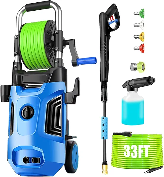 Commowner Electric Pressure Washer 4800 PSI 4.0 GPM Power Washers Electric Powered with with 33ft Pressure Hose, 4 Nozzle and Foam Cannon, Powerwashers for Home, Cars, Patio, Blue
