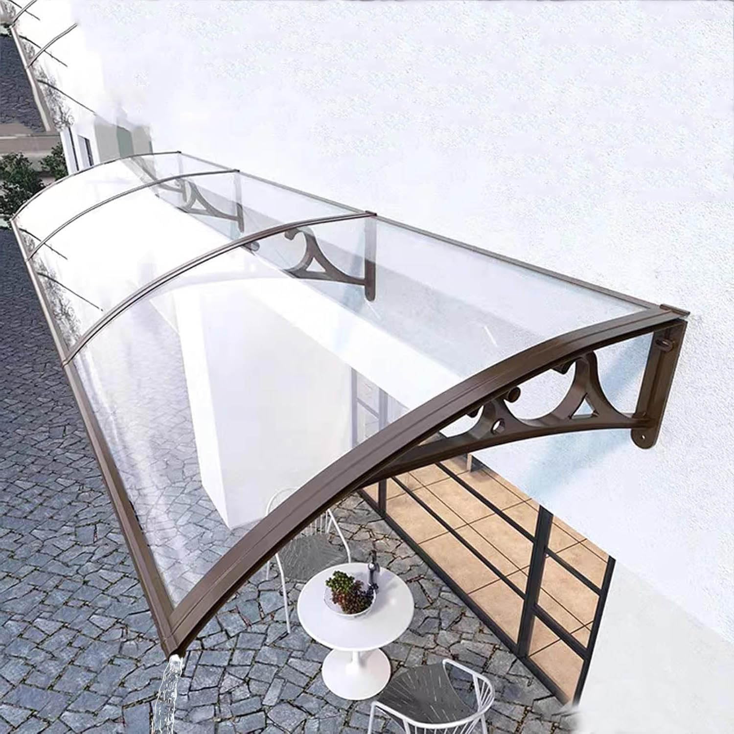 Auvent de porte pluie et vent en aluminium 60x80cm pour protéger votre entrée