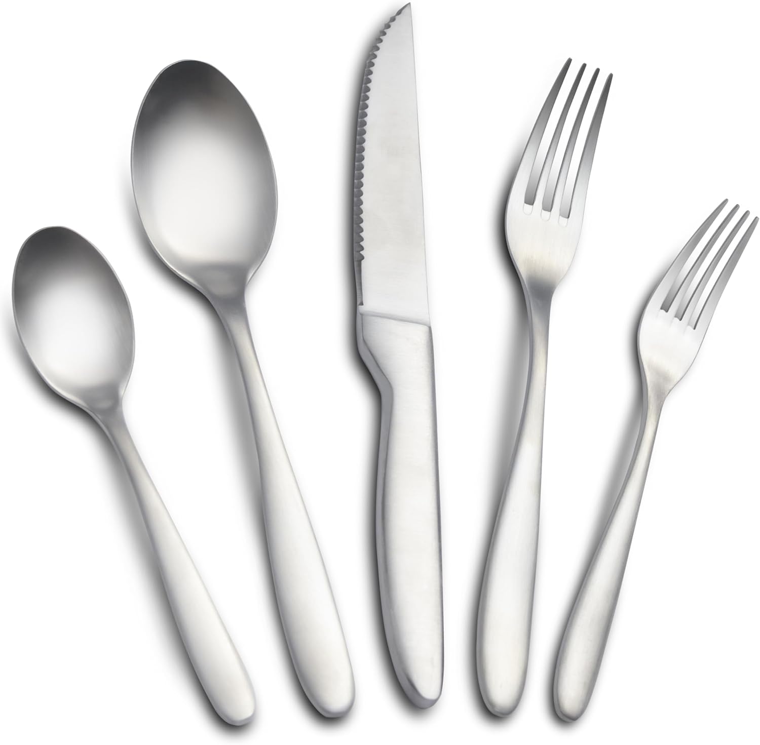 20 Pieces Silverware Set, Stainless Steel Flatware Set for 4, Matte Satin Polished Cutlery Set Include Forks Spoons and Knives, Dishwasher Safe Utensils Set for Home Restaurant