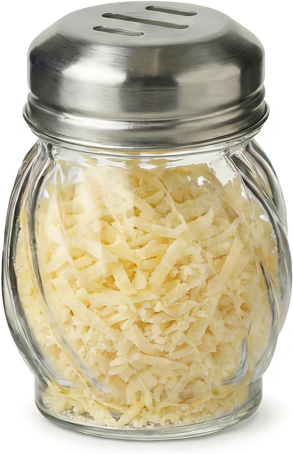 TOPKITCHEN 6 Ounce Glass Swirl Cheese Shaker, Crushed Red Pepper Shaker with Stainless Steel Slotted Lid