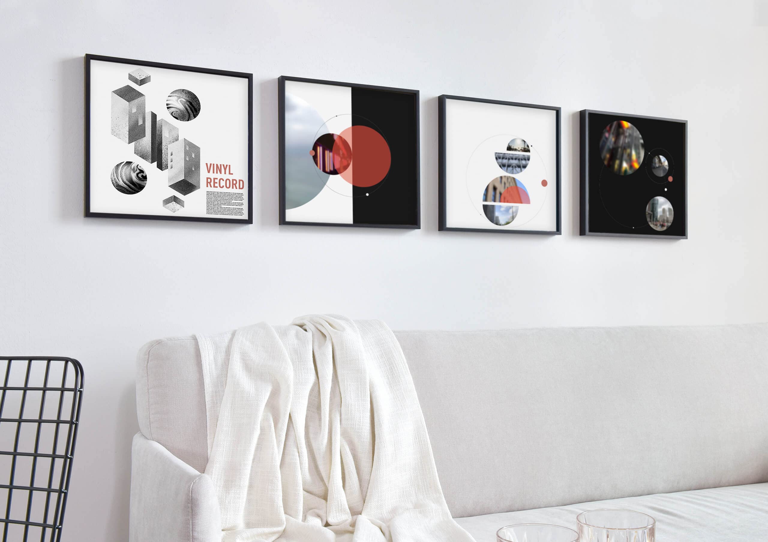 nielsen marco para discos de vinilo, 31,4 x 31,6 cm (juego de 3), Aluminio, Negro mate, Marco para vinilopara colgaren formato vertical y apaisado, vidrio sintético irrompible, Vinyl Alu