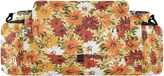 CUPADA Orange Florals Universal Stroller Organizer with Cup Holders, Large Capacity Flowers Spring Summer Baby Stroller Organizer Bag Adjustable Strap Fit Most All Strollers