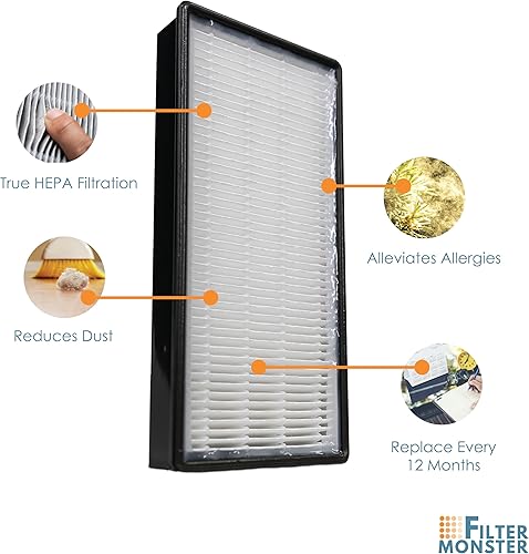 Miniatura 4 de Filter-Monster - Filtros HEPA de repuesto, 2 unidades, compatibles con filtro H Honeywell HRF-H2 para purificadores de aire HPA060, HPA160, HPA050,