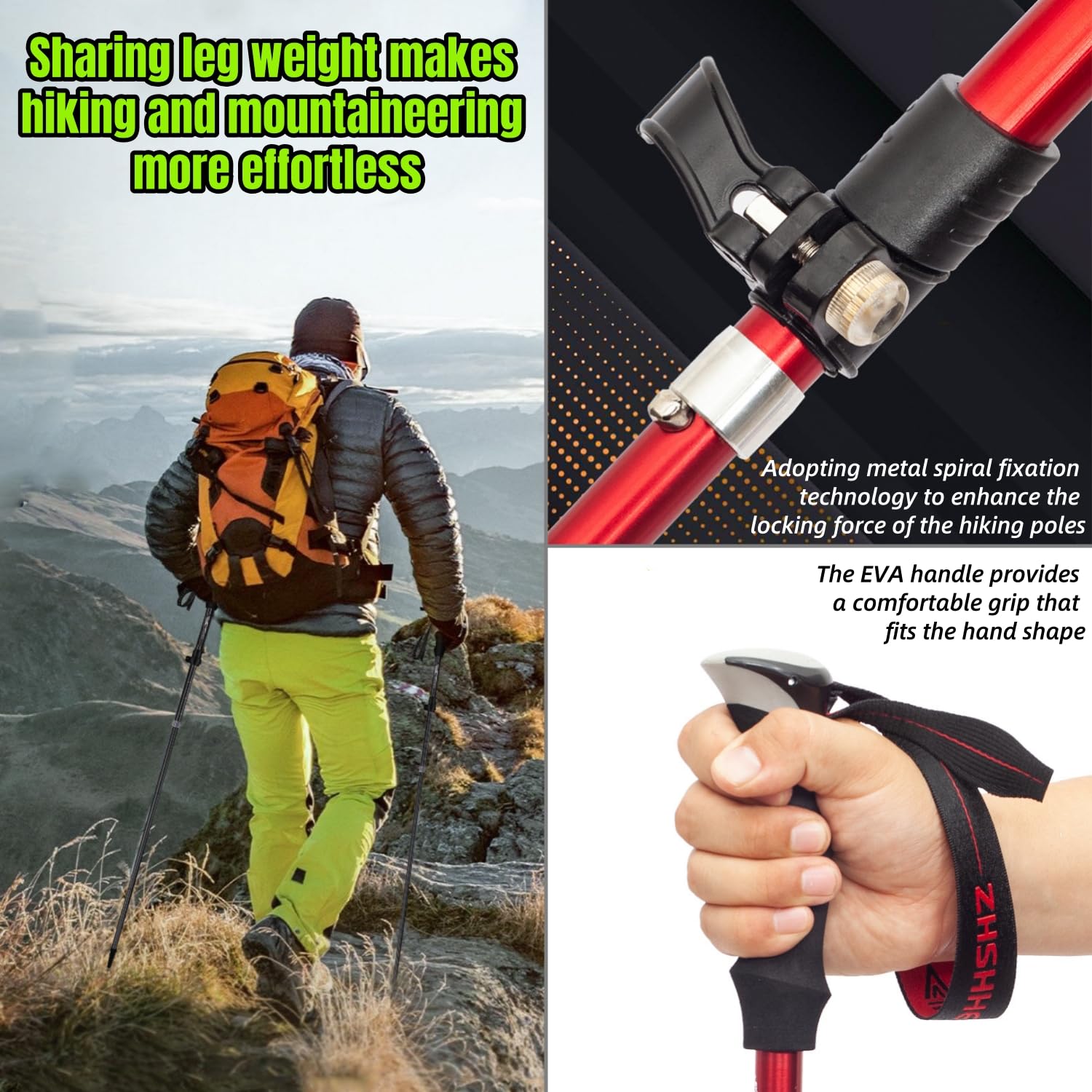 Bastoni da Trekking,2PCS Bastoni Trekking Pieghevoli,Bastoncini Trekking Pieghevoli Nordic Walking,Bastoncini Trekking in Carbonio o Alluminio,Regolabili da 110 a 130 cm