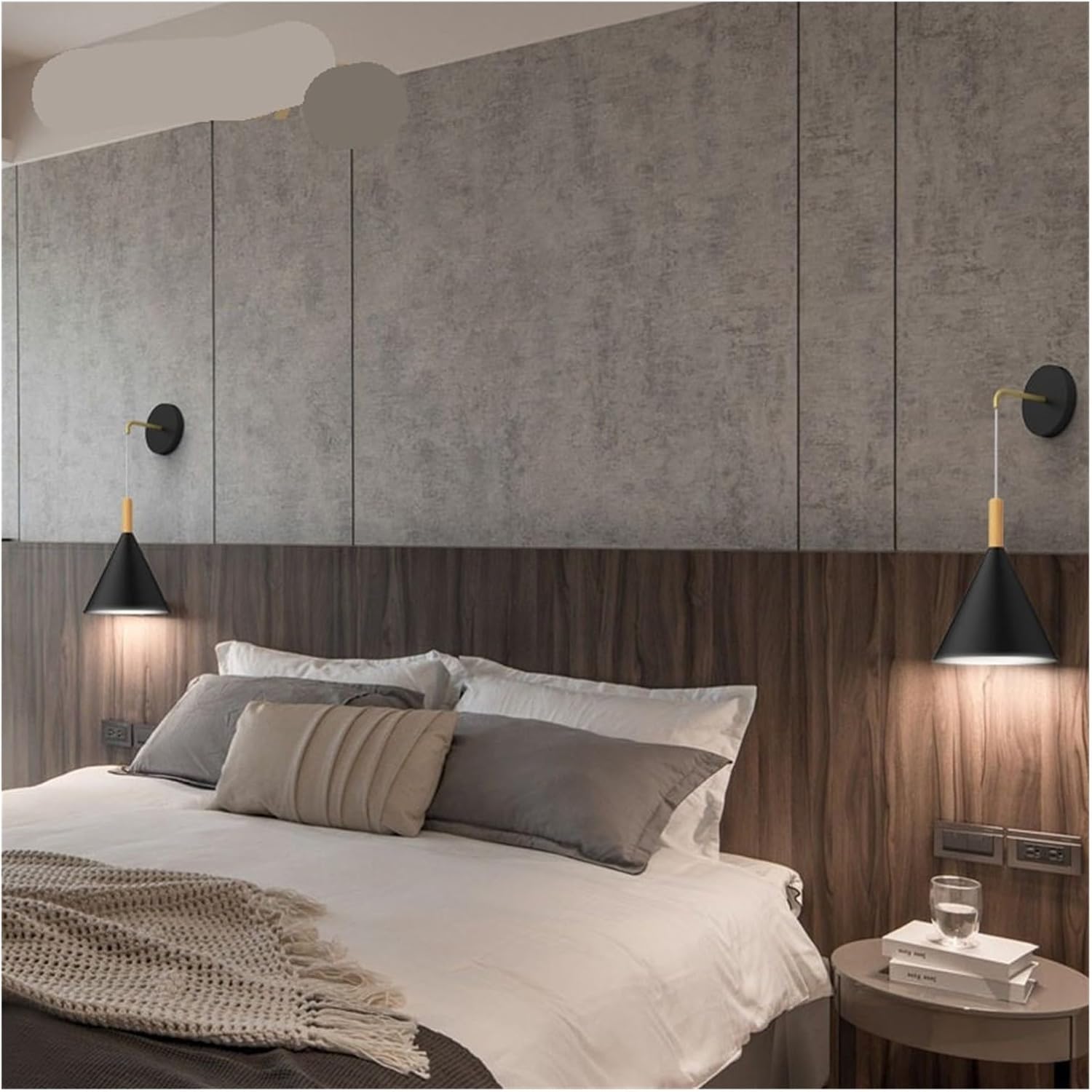 MIELEU Colorful Macaron Wall lamp Bedroom Bedside lamp Modern Simple Creative Home Restaurant Wooden Wall lamp (Color : White B)