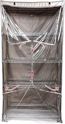 Miniatura 3 de Cubierta para estante de almacenamiento, estante de alambre, protector contra el polvo, se adapta a estantes de 36 pulgadas de ancho x 19 pulgadas