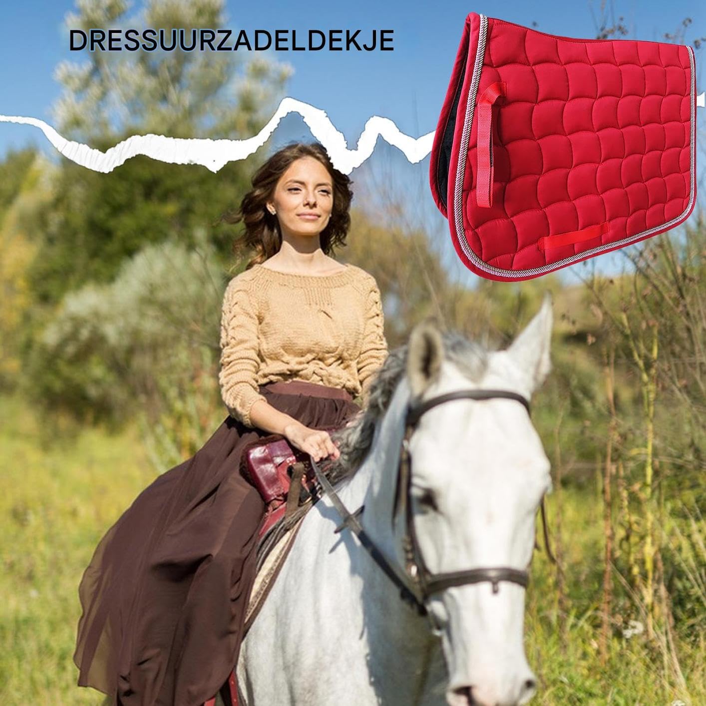 Almohadilla para caballos - Ecuestre acolchado transpirable, espuma amortiguadora, forro cómodo, competiciones de entrenamiento de conducción | Saddle Pad for Horses Western English Show Performance
