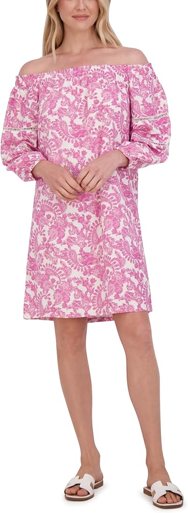 Stella Parker Women's Off Shoulder Balloon Sleeve Midi Dress, Paisley,  Medium at Amazon Women's Clothing store