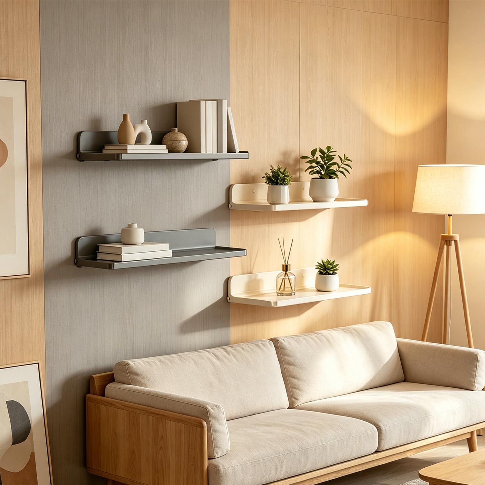 Estante de pared plegable para un dormitorio ordenado y un baño sin desorden