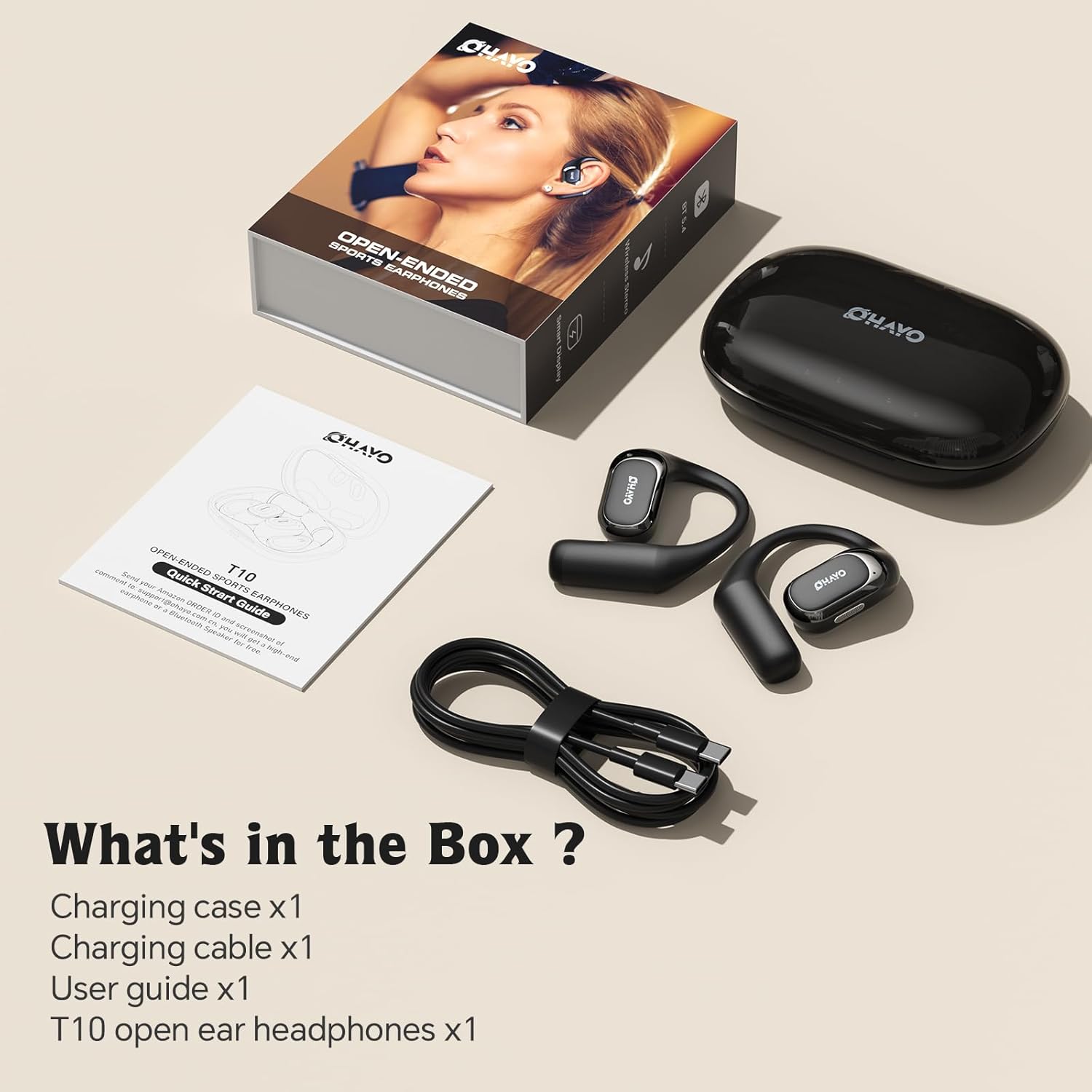 Open Ear Headphones,Over Ear Earbuds with Ergonomic Earhook,Bluetooth Headphones 5.4 with Smart Digital Display,40H Playtime,IPX6 Waterproof,Touch Control Operate Fit Cycling,Running,Workout(Black) - Image 9