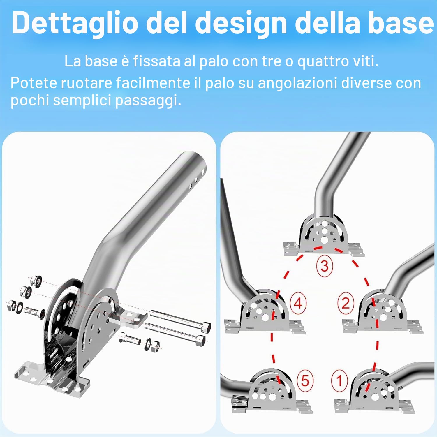 2 Pali Universali Da 28cm Per Antenna TV, Satellite, WiFi E Radio – Supporto Regolabile A Parete O Palo, Per Esterni E Interni