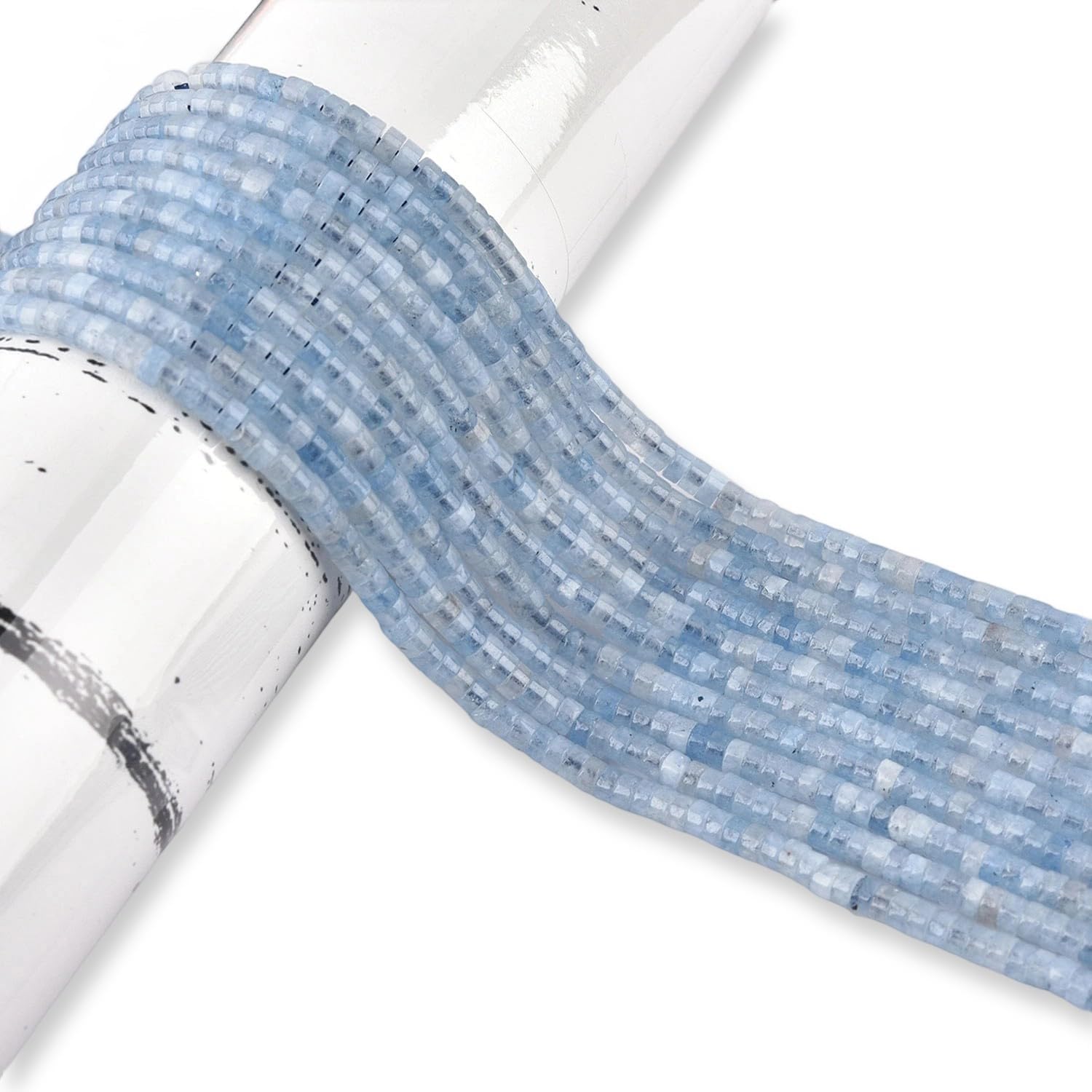 300pcs Natural Stone Heishi Beads 2x4mm Blue Aquamarine Small Disc Gemstone Loose Spacer Beads for Jewelry Making 2 Strands 32 Inch - Image 3