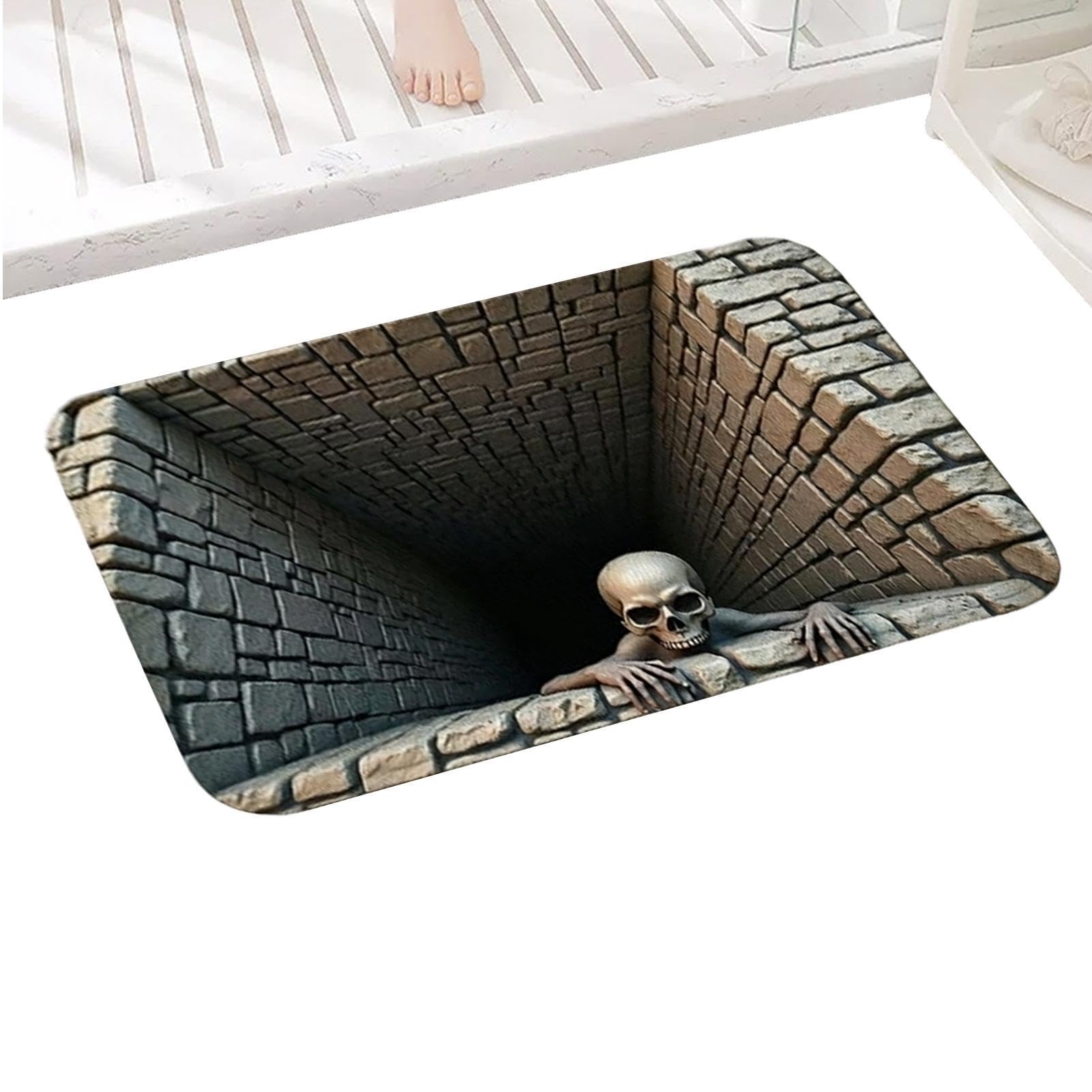 Tappeto Illusione 3D Tappetino Rettangolare Decorativo con Design 3D a Buco | Zerbino Antiscivolo Halloween per Ingresso Per Bagno Vasca Da Bagno Ingresso Casa Soggiorno Camera Da E Vacanza