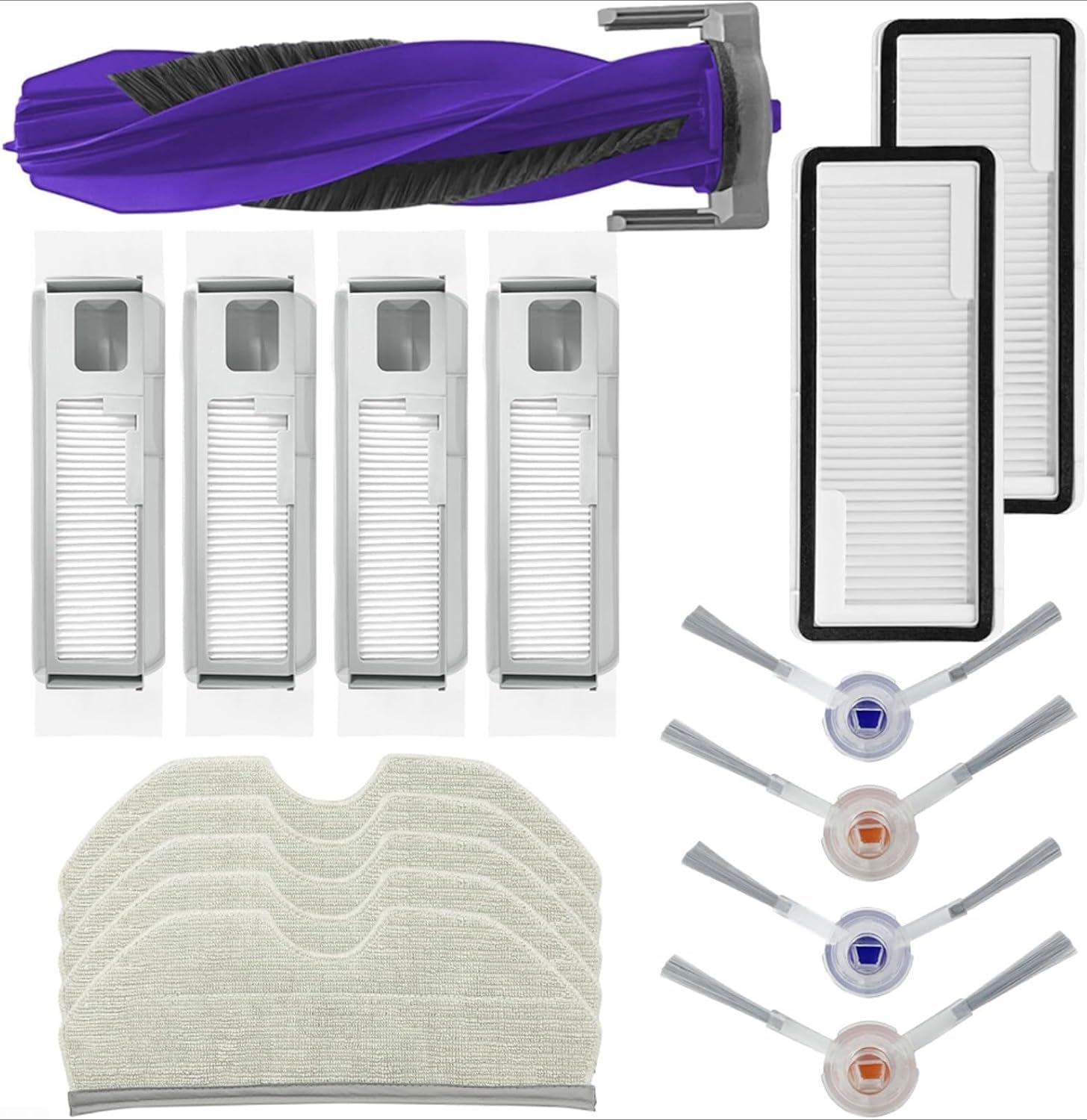 Daaxing 16Pcs Roller Brushes Side Brushes HEPA Filters Dust Bags Mop Cloths Fits for Narwal for Freo X Plus Vacuum Cleaner Replacement Accessory