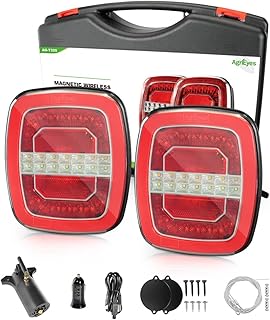 Agrieyes Wireless Trailer Lights for Big Trucks, USB-C Rechargeable Magnetic Trailer Light for Towing with Warning Mode, Portable LED Tow Lights Kit for Trucks Boat RV