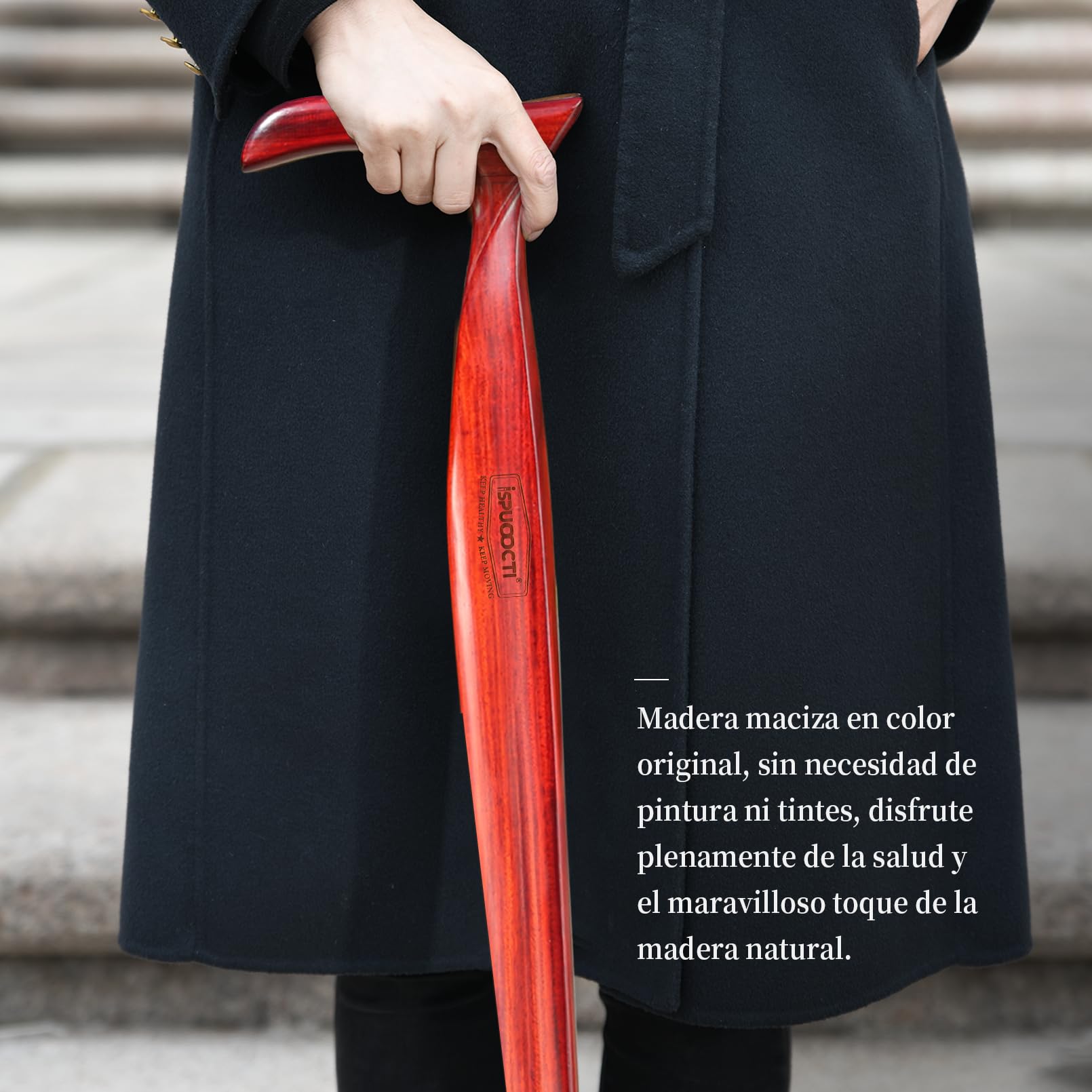 Bastón de madera para hombre y mujer – Madera maciza natural 3 pies de goma resistente con bolsa de viaje – Bastones ergonómicos para personas mayores unisex