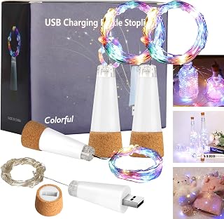 Wine Bottle Lights with Cork Switch for Liquor Bottles 4 Pack Rechargeable Battery Operated 20 Led Bottle Stopper Multi String Fairy Lights Indoor Christmas Wedding Halloween Decorations