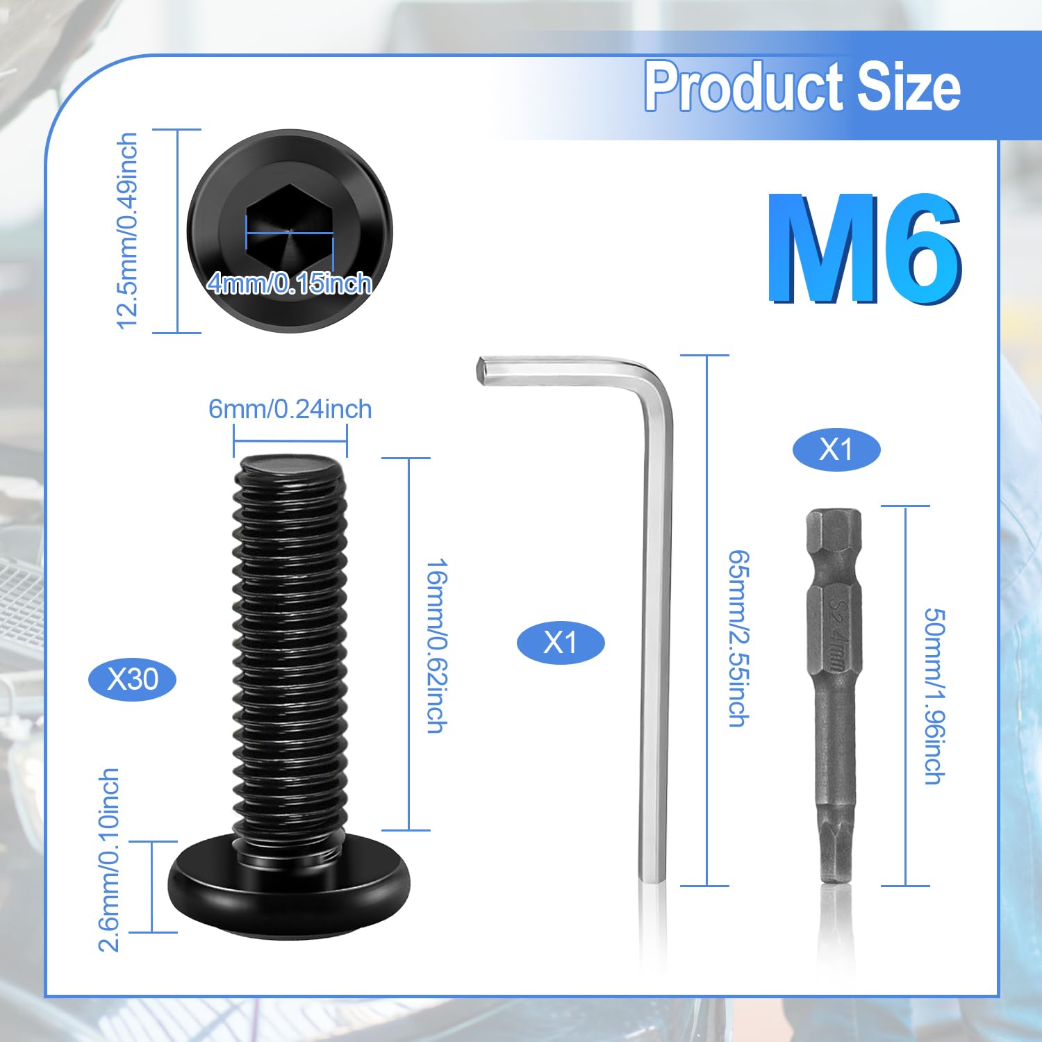 30 Pezzi Viti M6 Acciaio Inox 304 Design Esagonale Acciaio Inossidabile M6 x 16 MM con Cacciavite Esagonale e Chiave a L per l'Assemblaggio di Mobili per Macchine
