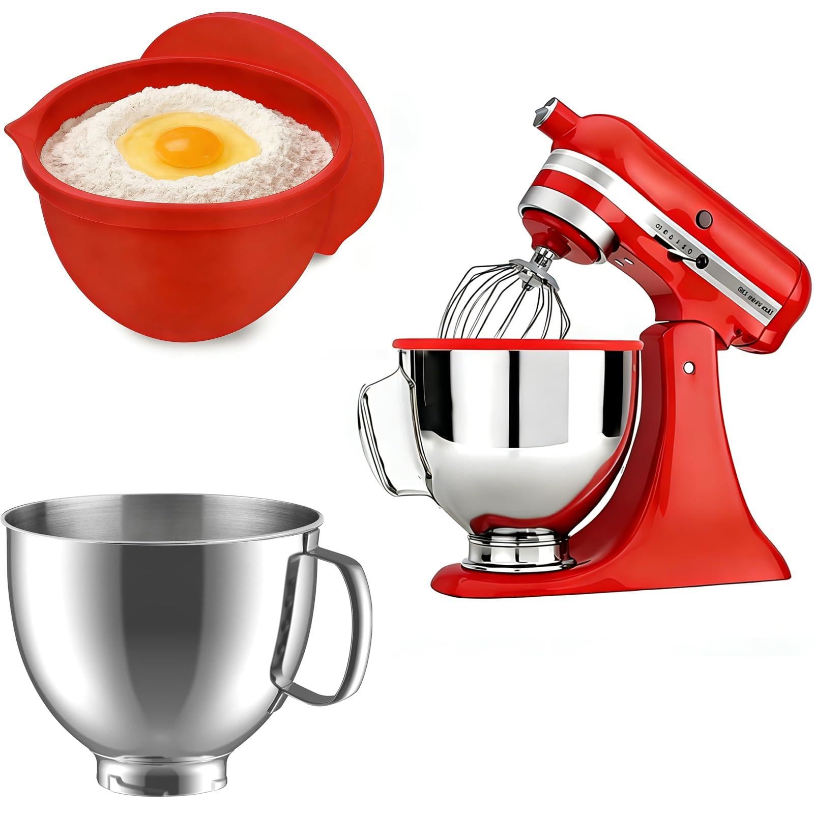 Stainless Steel Mixing Bowl with Removable Silicone Liner for Kitchen Aid 4.5 5QT Tilt-He…
