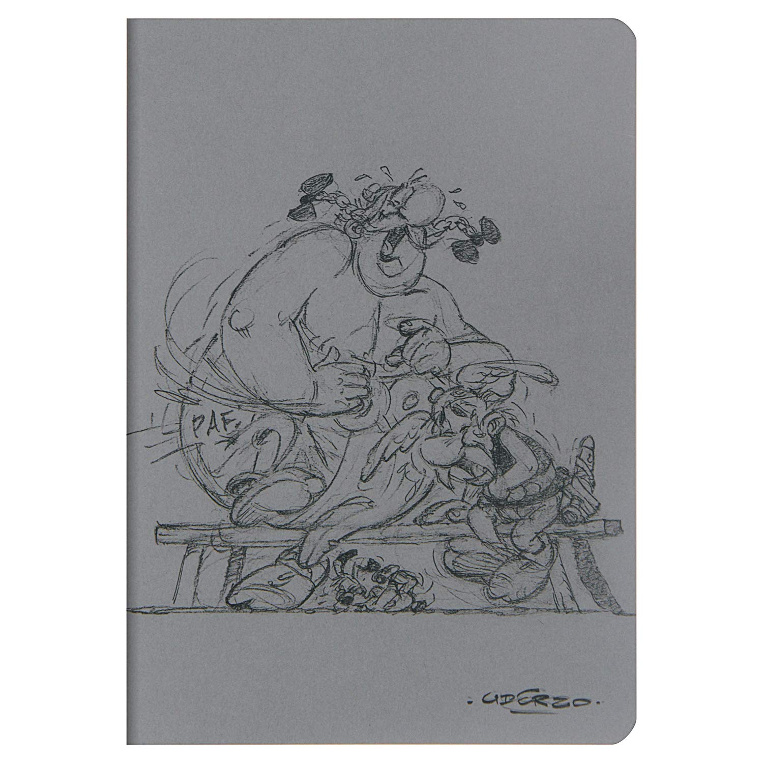 Clairefontaine 812997C - A Sewn Notebook visual ''Asterix Penciled'' on a gray background - A5 14.8 x 21 cm - 64 Lined Pages 90g Ivory paper, 3 visuals, random delivery