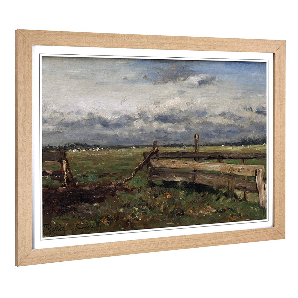 Big Box Art Framed Print of Willem Roelofs Landscape Design | Wall Art Picture | Home Decor for Kitchen, Living, Dining Room, Bedroom, Hallway, Office, Oak, A2 / 24.5x18 Inch / 62x45cm