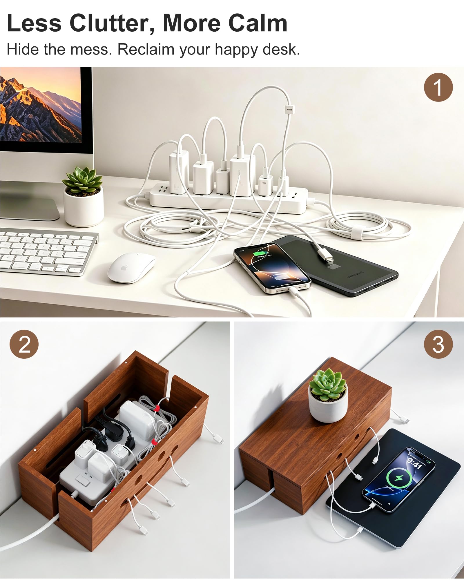 Cable Management Box - Stylish Desk Organizer -2