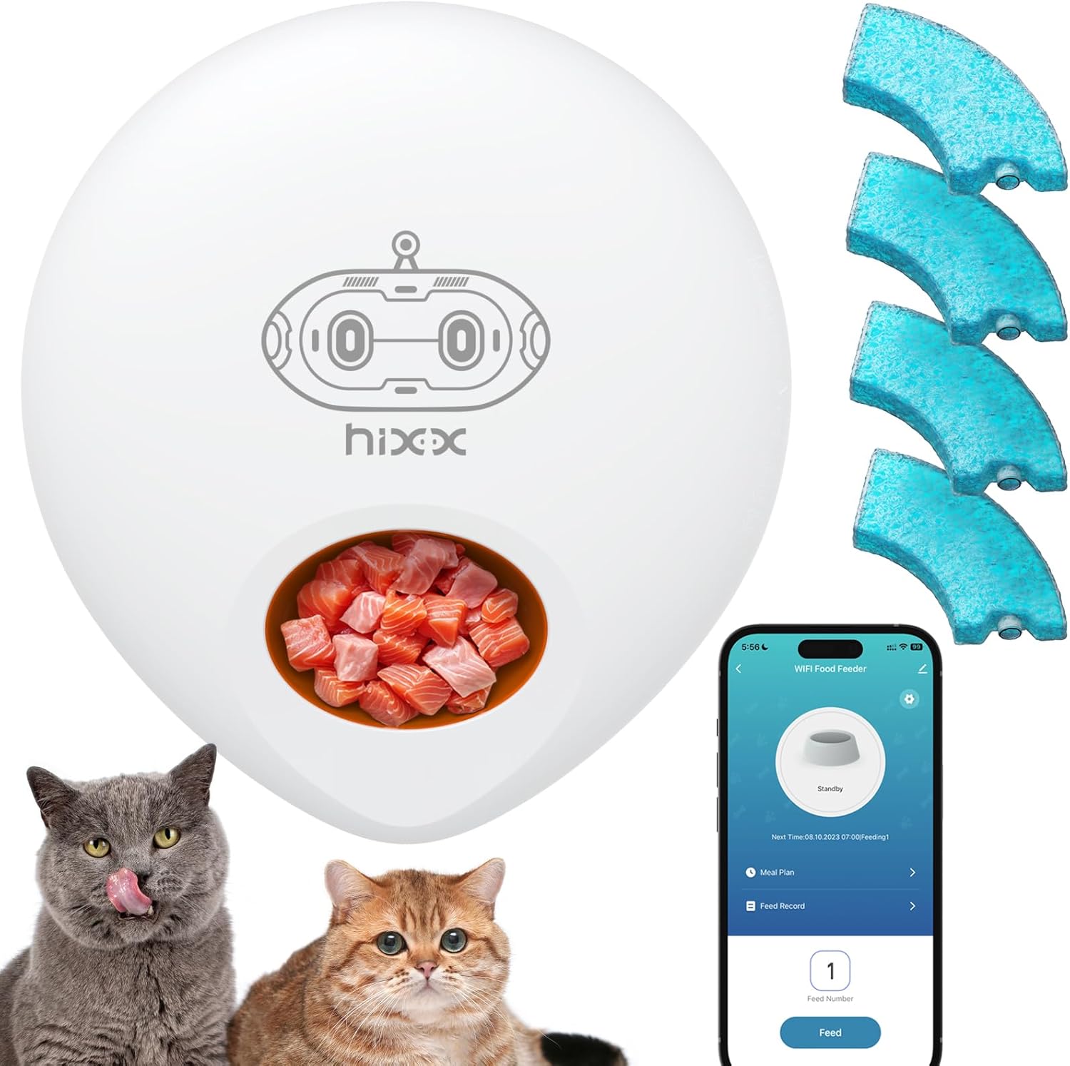 Pet Supplies HIXX Automatic Pet Feeder for Wet & Dry Food, Total 5