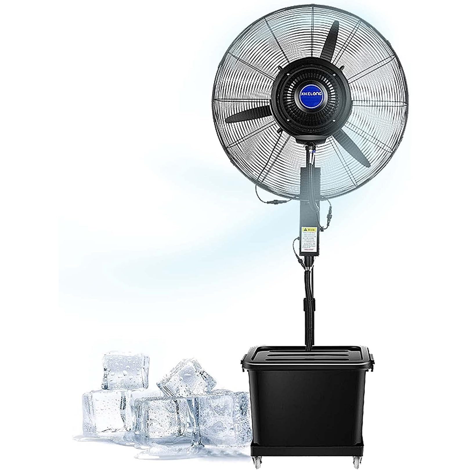 Ventilatore nebulizzatore portatile for esterni, ventilatore nebulizzatore | Serbatoio d'acqua 3 velocità – for camera da letto, soggiorno, ufficio, serra, officina e patio(Diameter 71cm)
