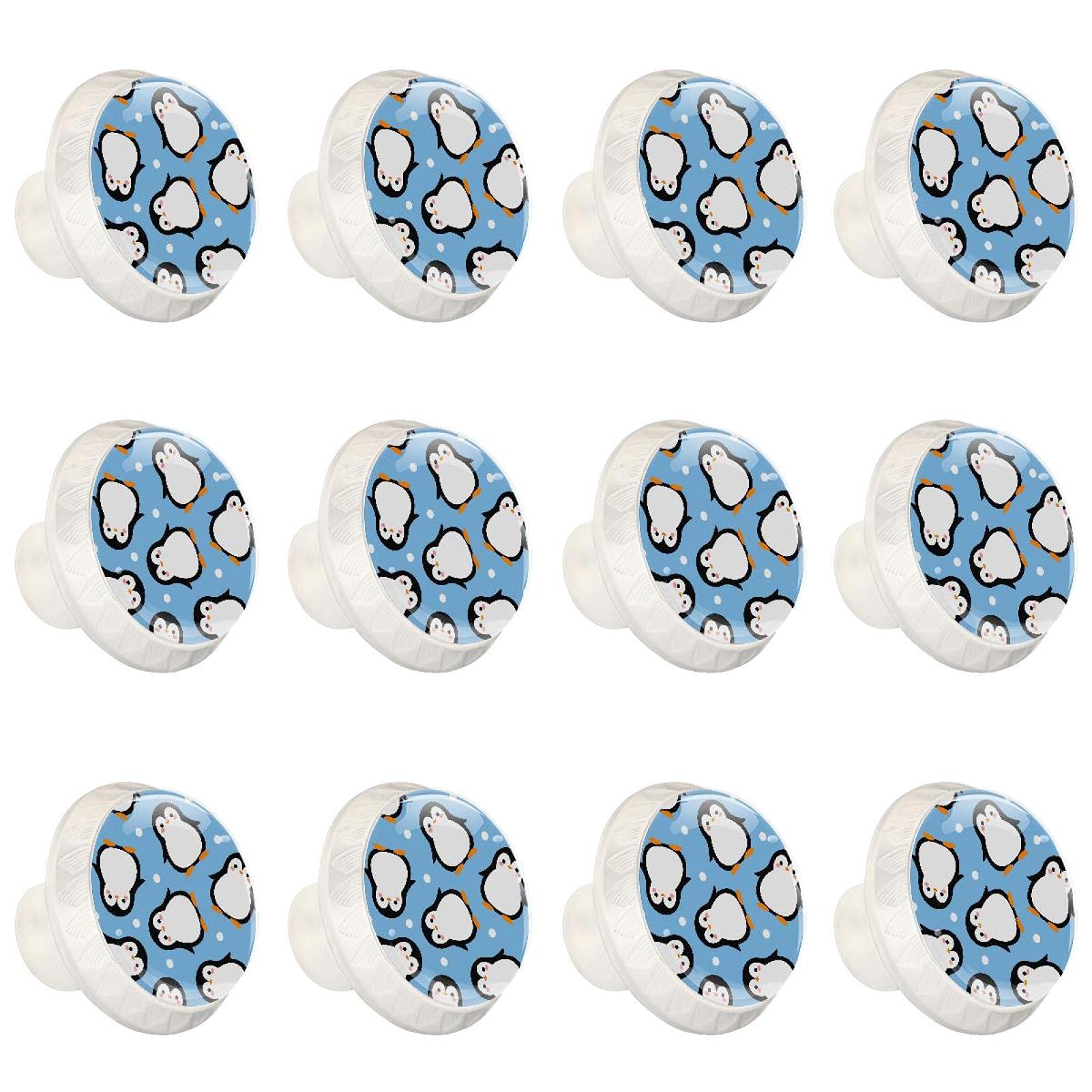 Boutons de cuisine pingouin bleu pour meuble et tiroir de commode x12