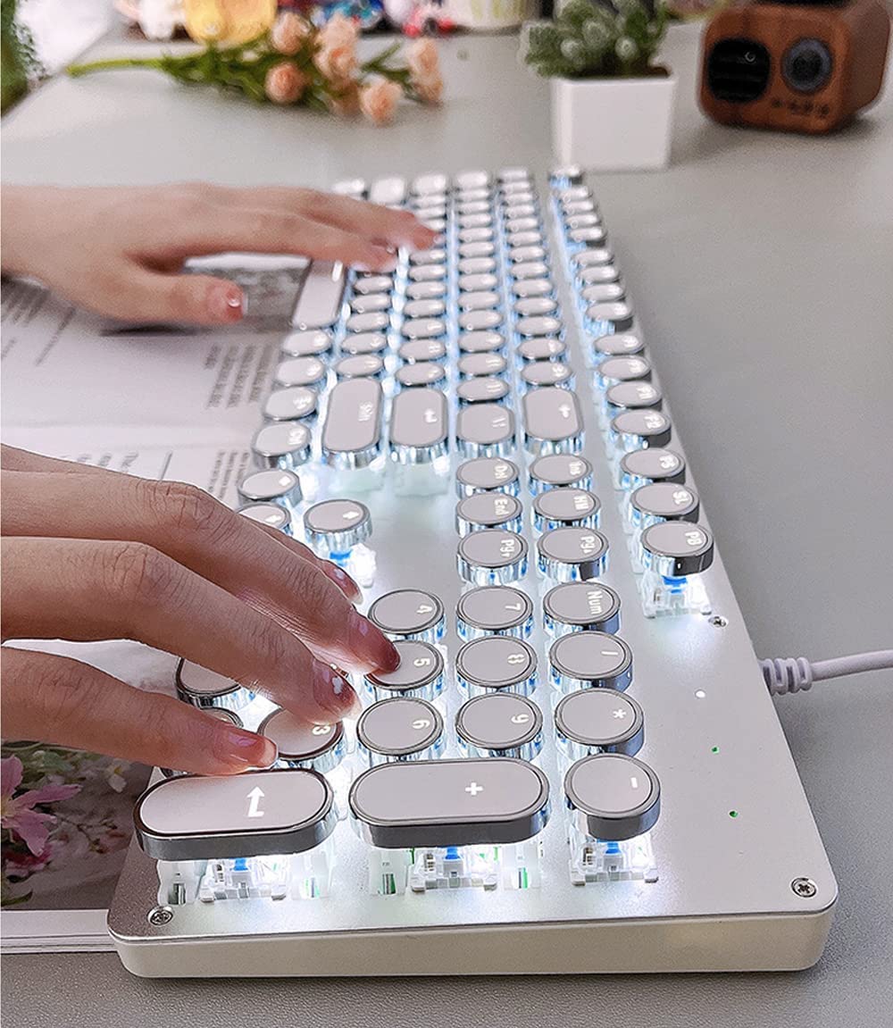 ホワイトメカニカルキーボード 青色バックライト Amazon | メカニカル式ゲーミングキーボード 青軸 26種類白色バック