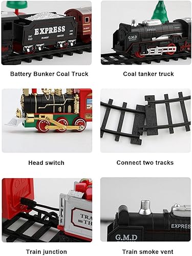 Miniatura 5 de Juego de tren de Navidad para alrededor del árbol, tren eléctrico para árbol de Navidad, tren eléctrico para debajo del árbol de Navidad, entrena