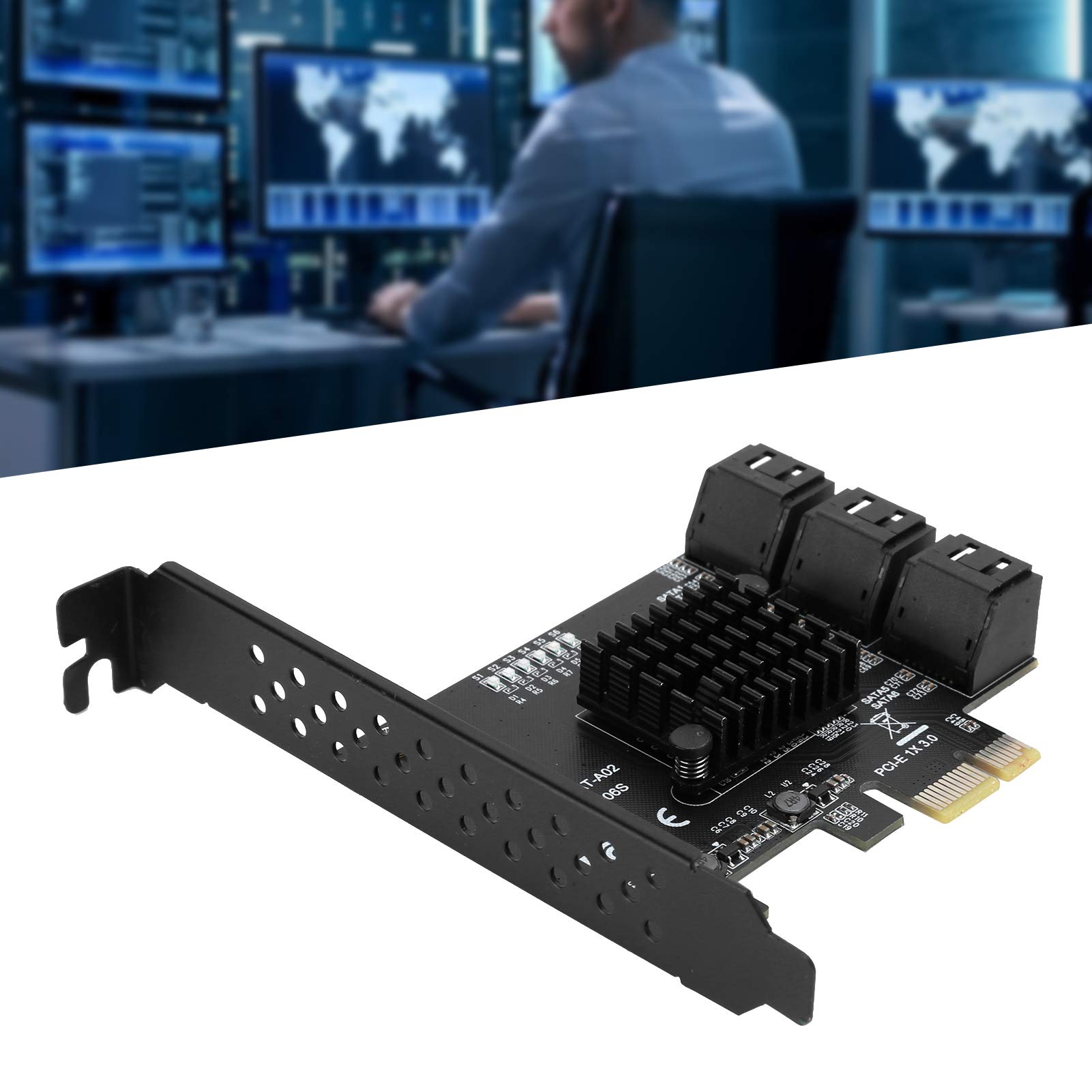 Expansion Card for ASMedia ASM1166 Master PCIE To 6 Port SATA3.0 Hard Drive 6G PCI-E3.0 GEN3 4X Interface Hub Adapter Easy To Carry And Store ASM1166