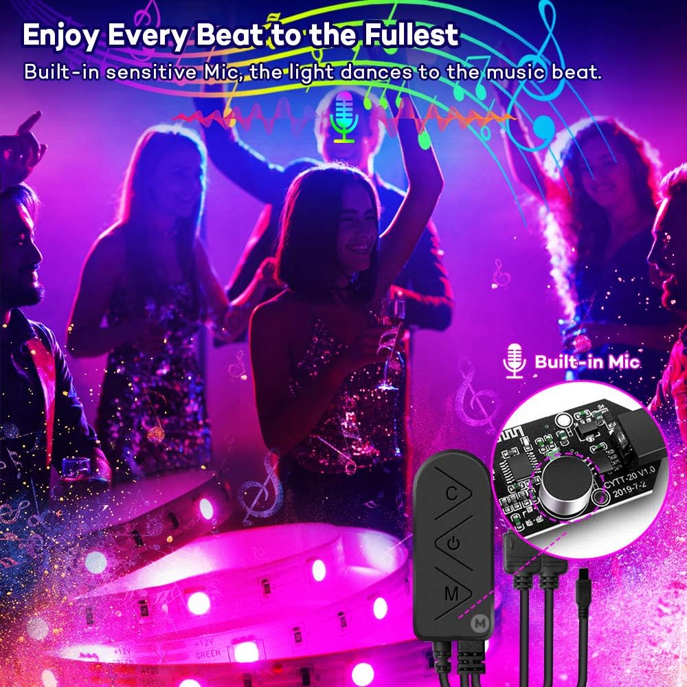 Best Quality 🔥 100ft/30.5m Megulla LED Light Strip for Bedroom, Music Sync Color Changing LED Tape Lights 12v RGB Light Strips with Bluetooth APP for HDTV, Gaming Room, Kitchen, Studio, Home Decors