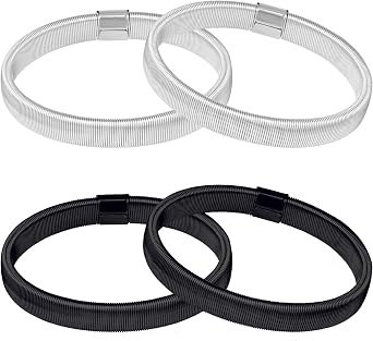 SUMERSHA 4 Pieces Shirt Sleeve Holders Stretchy Metal Arm Bands Anti-Slip Sleeve Garters Fixing Long Sleeves for Men Women