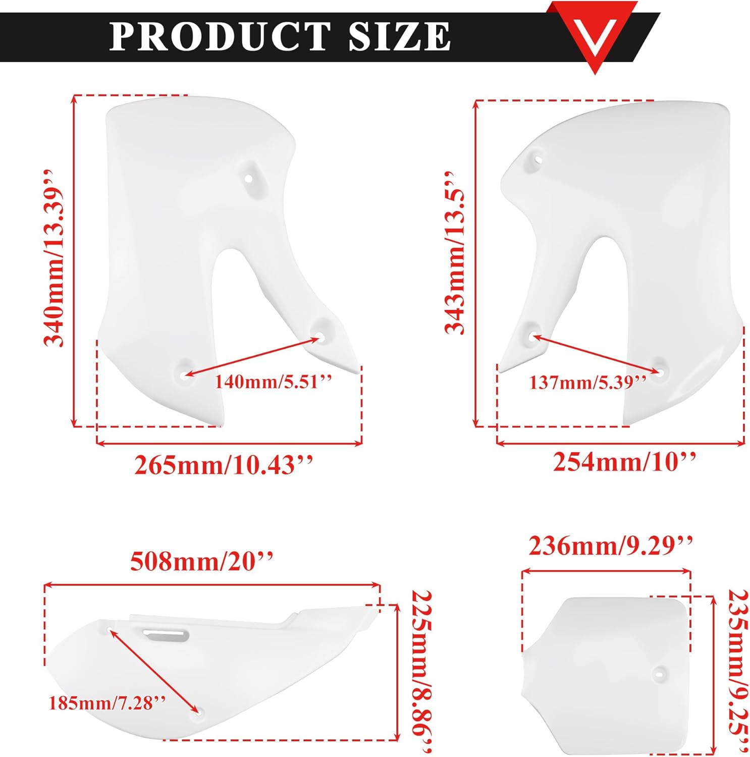 PRO BAT Plastic Fender Fairing Body Work Kit for KLX110 KLX 110 KX65 KX-65 DRZ110 DRZ-110 Dirt Pit Bike Front and Rear Fenders Shrouds Number Plate Side Panels, White