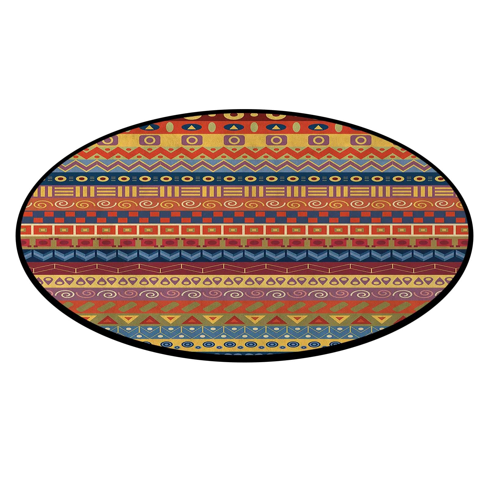 Amazon Com Circle Rug 3 Ft Tribal Chair Mat For Carpeted Floor Orange Non Slip Indoor Sofa Floor Area Mat Carpet For Living Room Sofa Bedroom Office Products